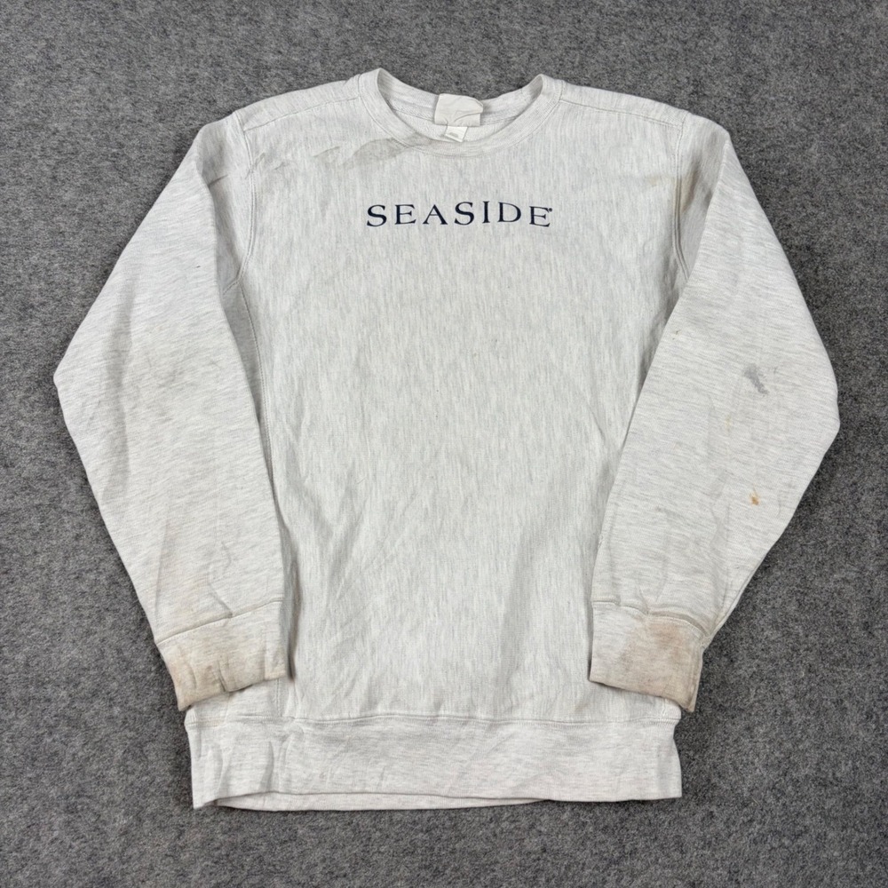 Champion Seaside Sweatshirt Youth Large Gray Reverse Weave Surf Beach Preppy